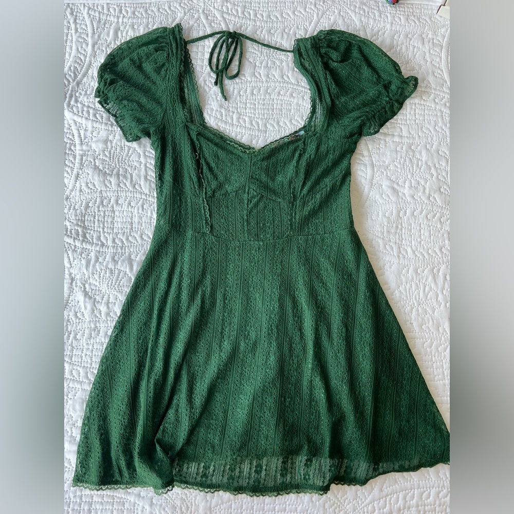 Used Urban Outfitters green lace mini dress in size medium